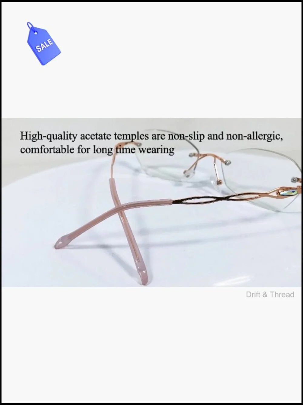 Rimless Lightweight Metal Reading Glasses Blue Light Blocking Computer Readers